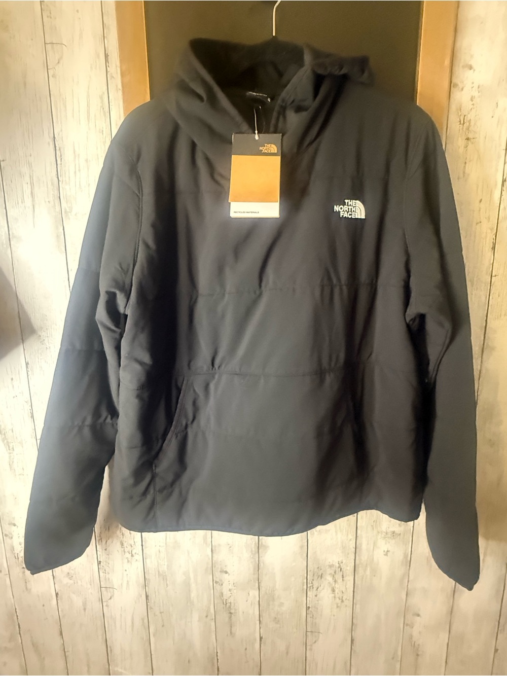 NWT The North Face black puffer hooded mountain sweatshirt jacket pockets XL - Picture 1 of 6